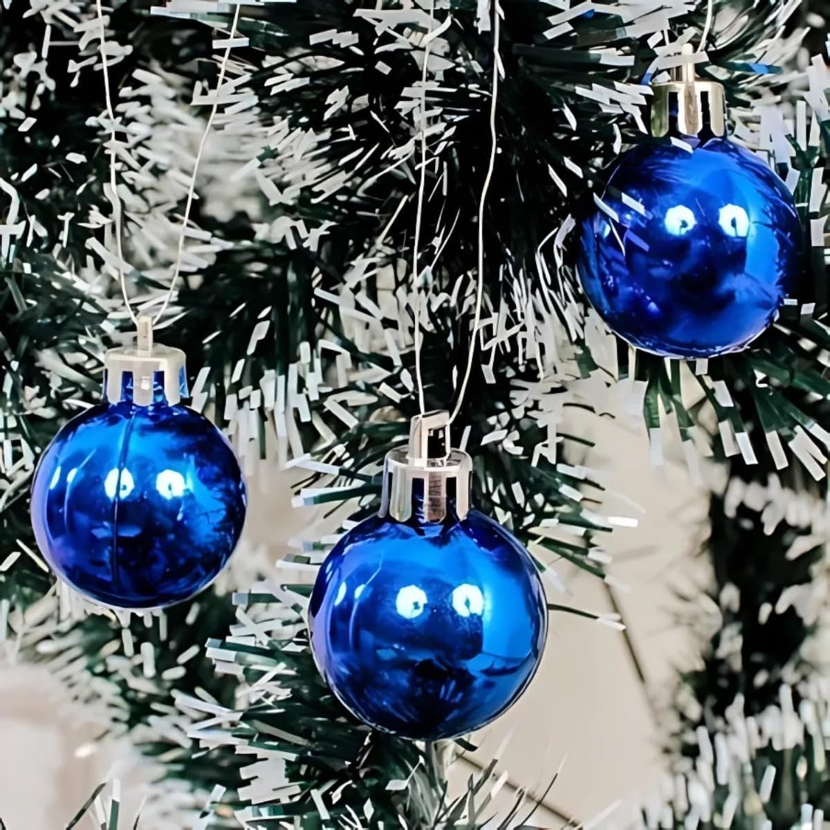 Kit 20 Bolas Azul Lisa Decoração Natalino Árvore Natal 60mm