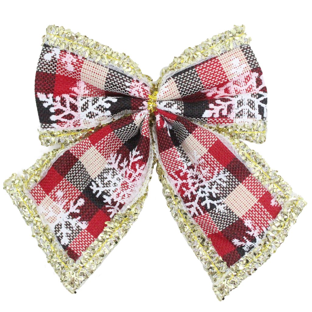 Kit 21 Peças Enfeite Árvore Natal Laço Lacinho Xadrez 11cm