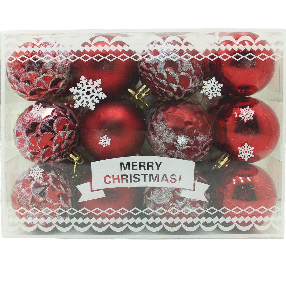 Kit 24 Bolas Árvore De Natal Decoração Maleta Vermelha 55mm