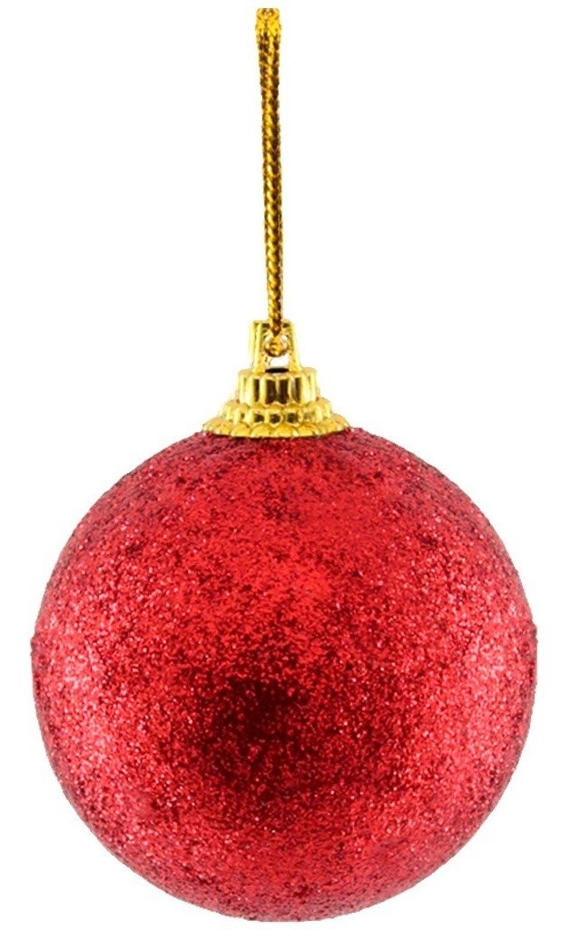 Kit 24 Bolas Enfeite Árvore Natal Vermelha Glitter 4,8cm