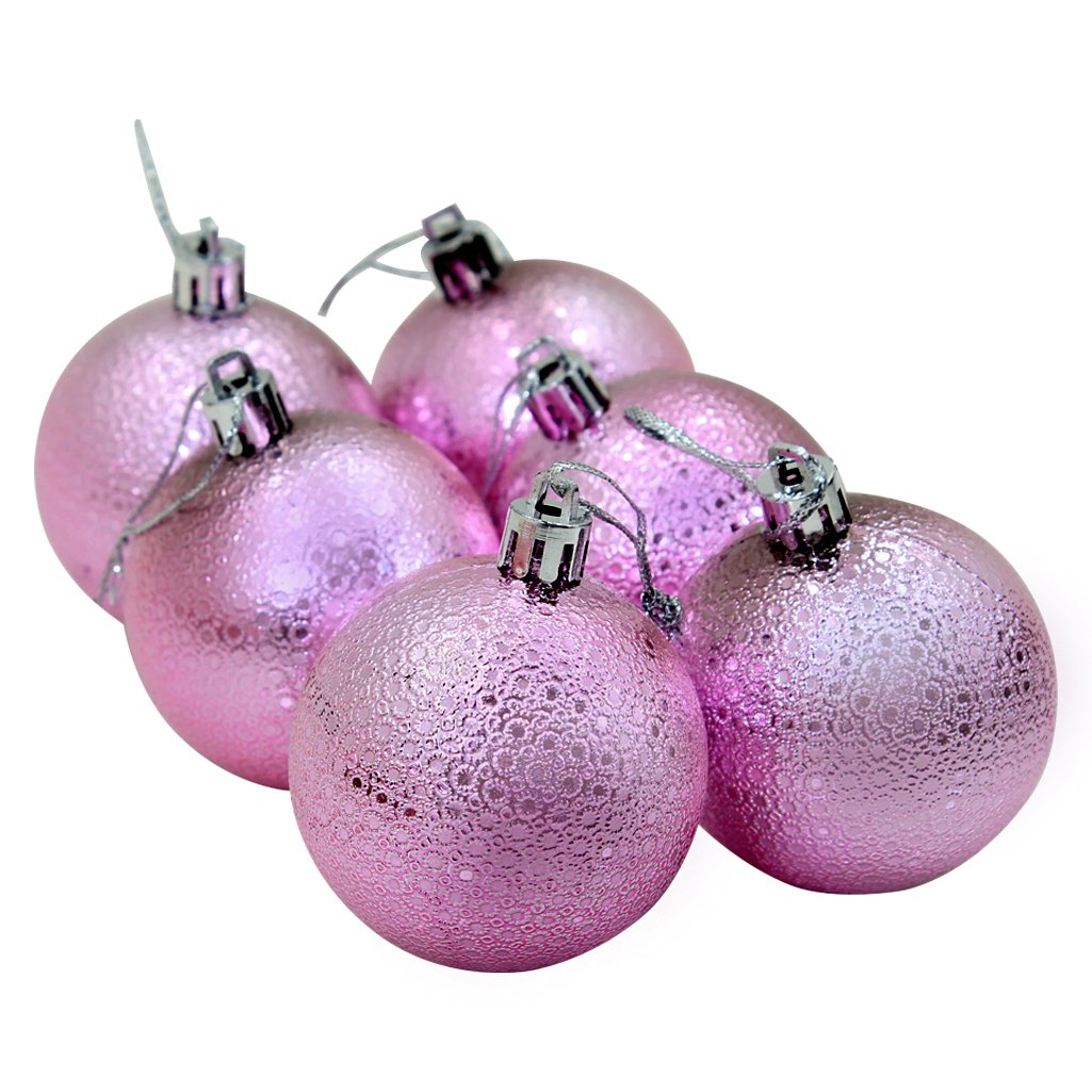 Kit 24 Bolas Enfeite Natalino Árvore Natal 60mm Rosa