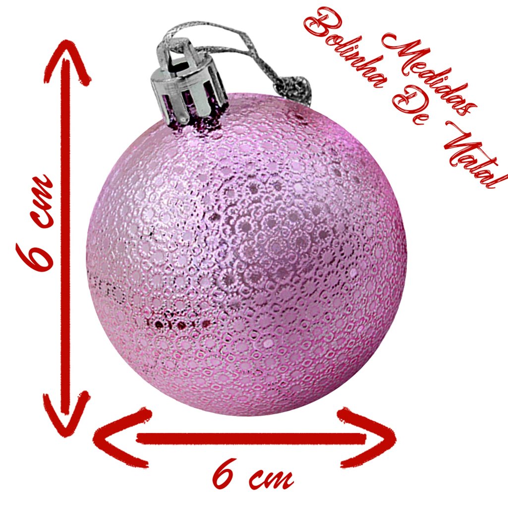 Kit 24 Bolas Enfeite Natalino Árvore Natal 60mm Rosa