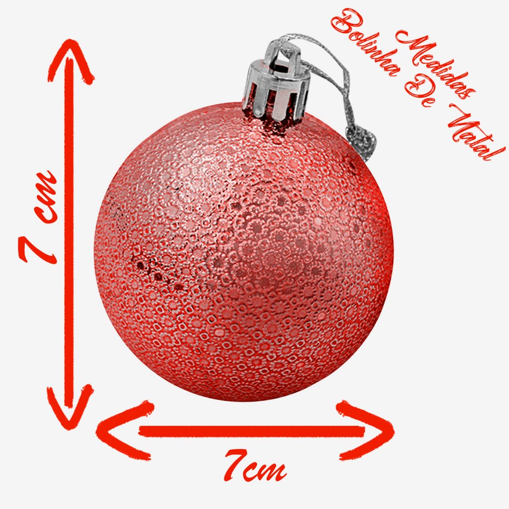 Kit 24 Bolas Natalinas Enfeite Árvore de Natal 7cm Vermelho