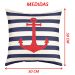 Kit 3 Capas De Almofadas Âncora Azul Navegação Marítima