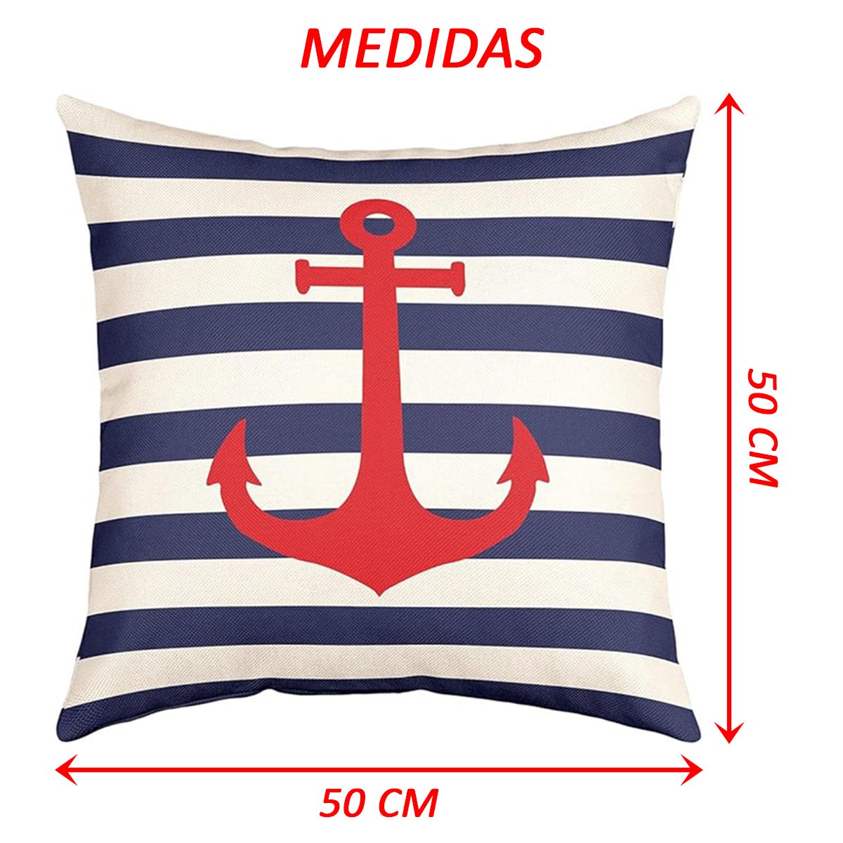 Kit 3 Capas De Almofadas Âncora Azul Navegação Marítima