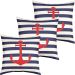 Kit 3 Capas De Almofadas Âncora Vermelho Navegação Marítima