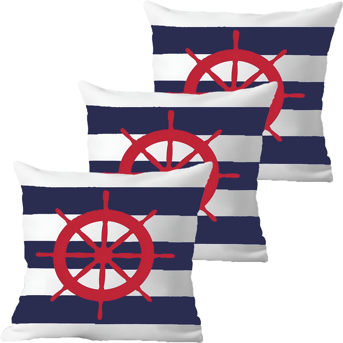 Kit 3 Capas De Almofadas Timão Vermelho Navegação Marítima