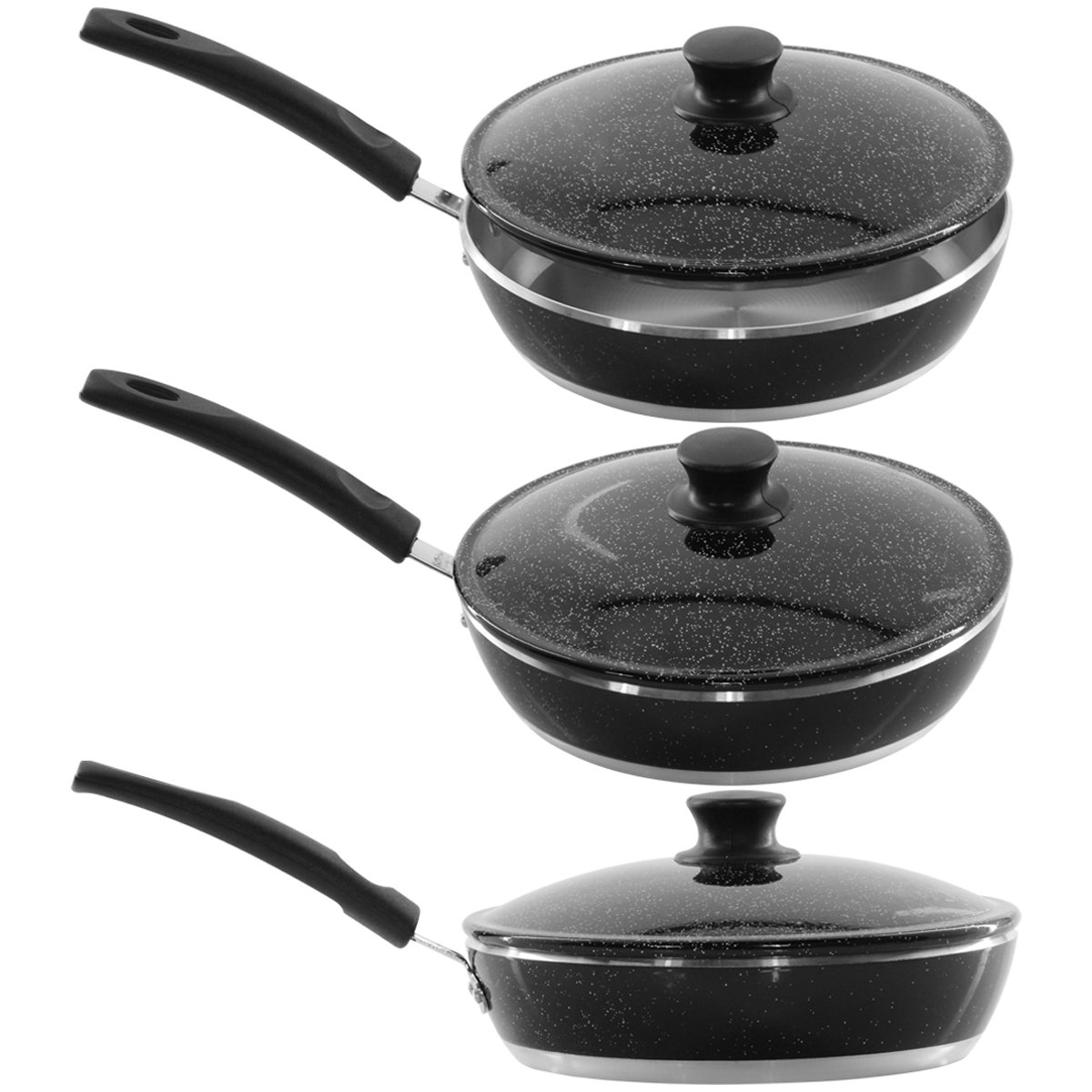 Kit 3 Panelas + Frigideira Gulê Alumínio 4 Peças Preto P