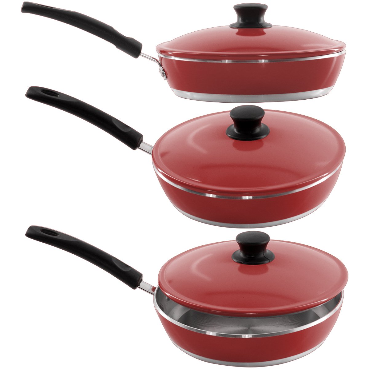 Kit 3 Panelas + Frigideira Gulê Alumínio 4 Peças Vermelho