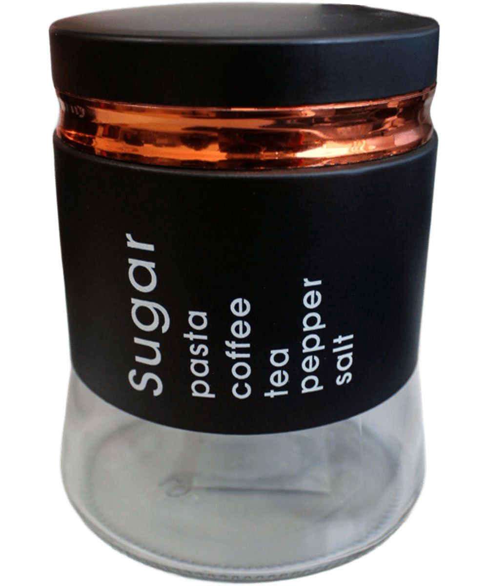 Kit 3 Potes Hermético Coffee Sugar Tea Mantimentos Em Vidro