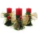 Kit 3 Velas Vermelhas Decorativas Para Natal Com Laço Dourado