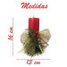 Kit 3 Velas Vermelhas Decorativas Para Natal Com Laço Dourado