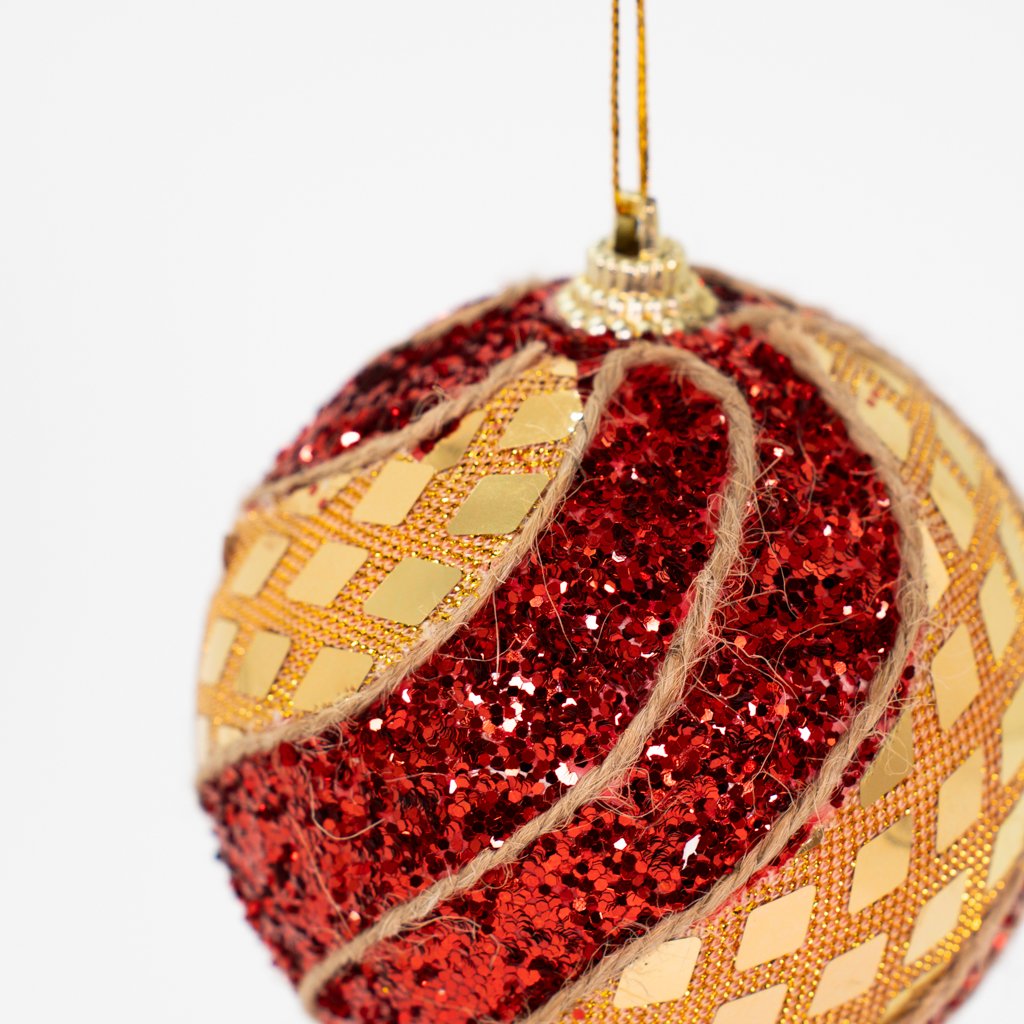 Kit 30 Enfeite Bola Natalina Árvore Natal Vermelho Artesanal