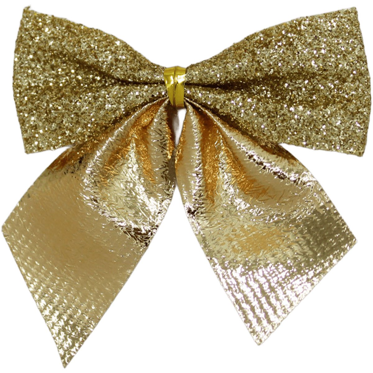 Kit 32 Enfeite Árvore Natal Laço Lacinho Gliter Dourado 6cm