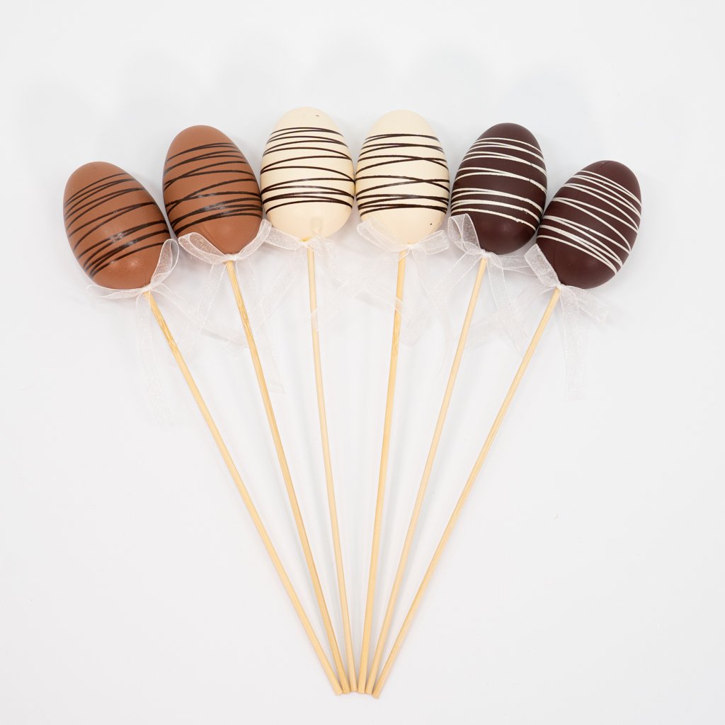 Kit 36 Ovos de Páscoa Enfeite Decorativo Chocolate com Haste