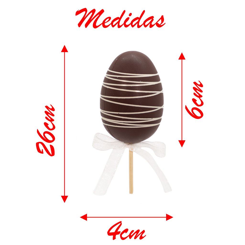 Kit 36 Ovos de Páscoa Enfeite Decorativo Chocolate com Haste