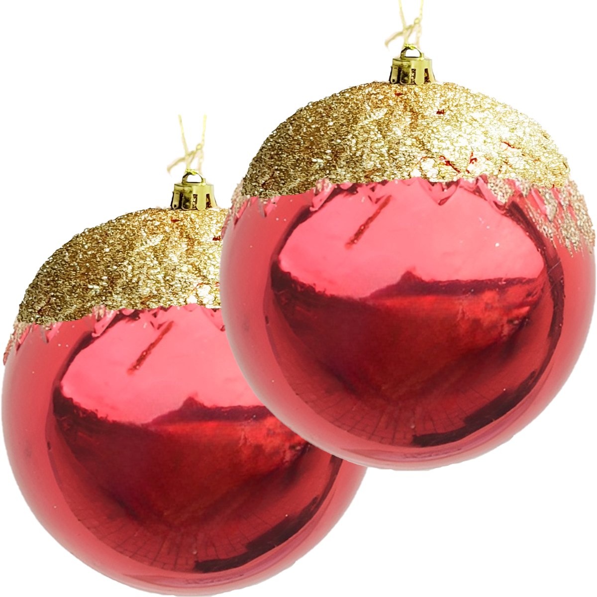 Kit 4 Bolas Enfeite Natalino Árvore Natal Vermelho Dourado