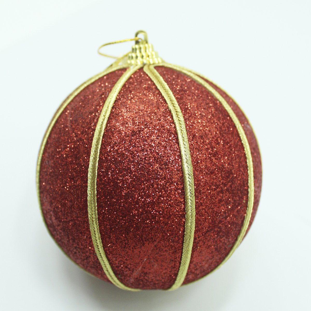 Kit 4 Bolas Glitter Vermelho Árvore De Natal Artesanal 10cm