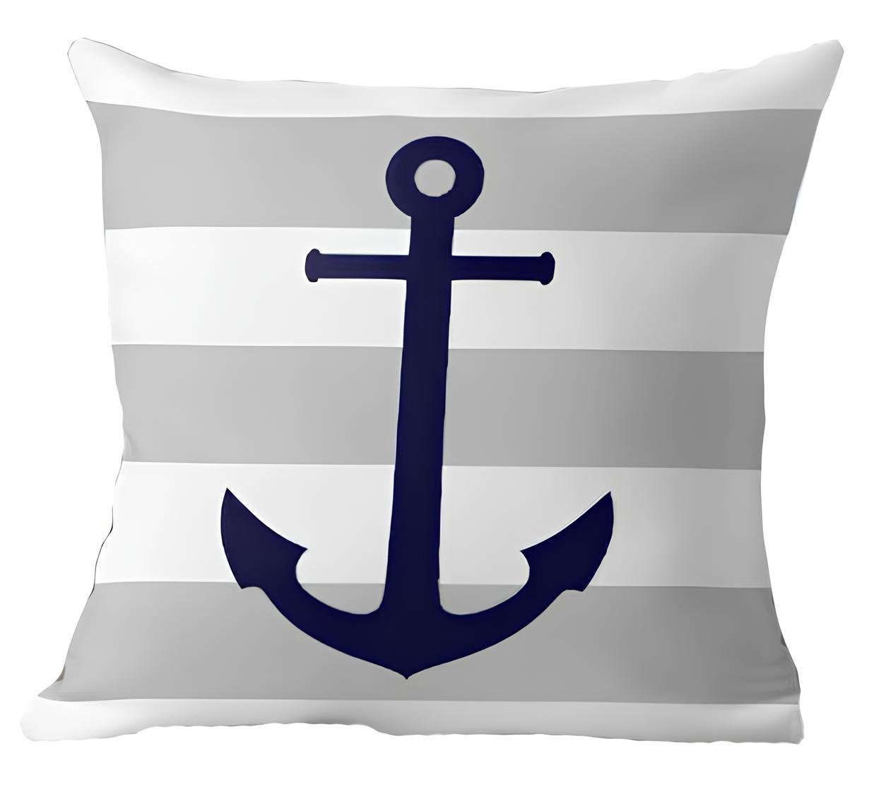 Kit 4 Capas De Almofadas Âncora Azul Navegação Marítima