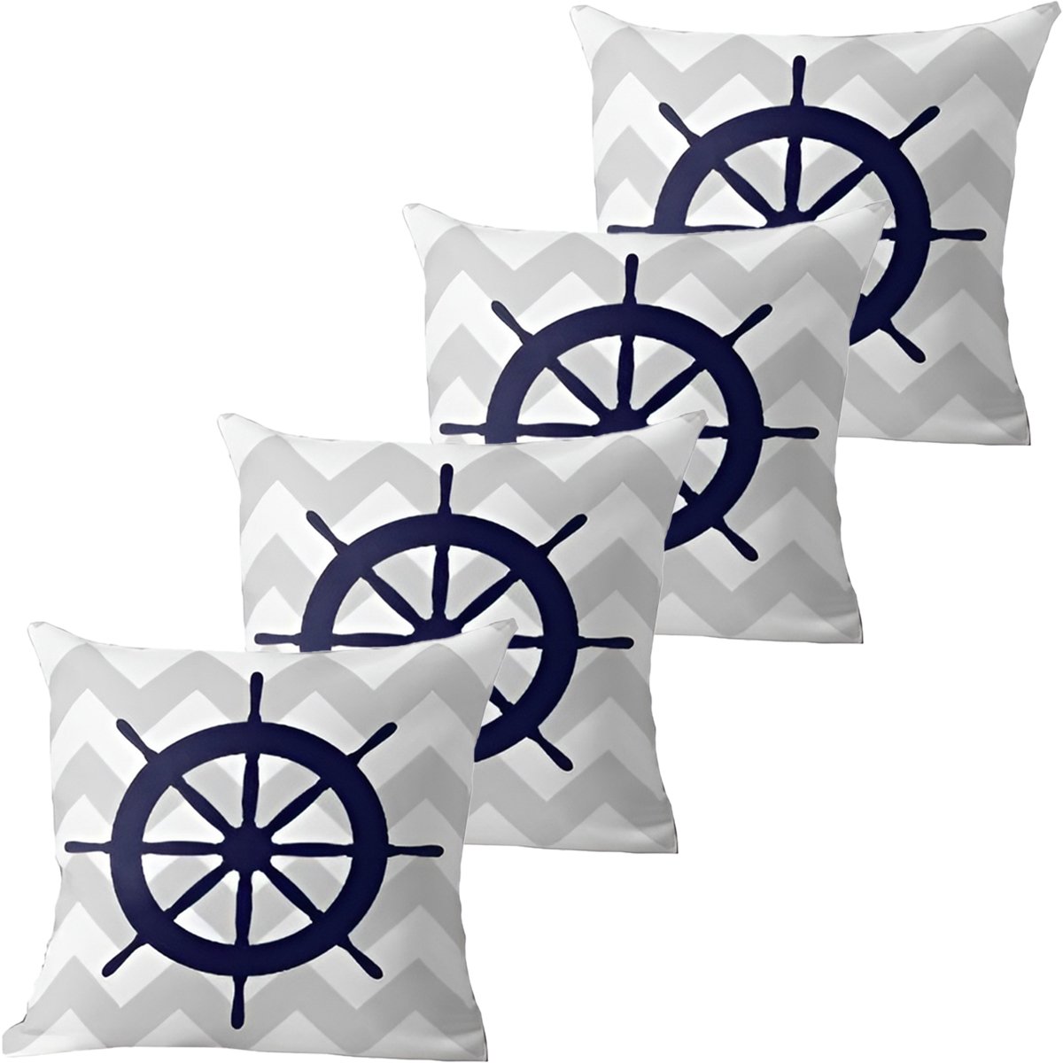 Kit 4 Capas De Almofadas Timão Azul Navegação Marítima