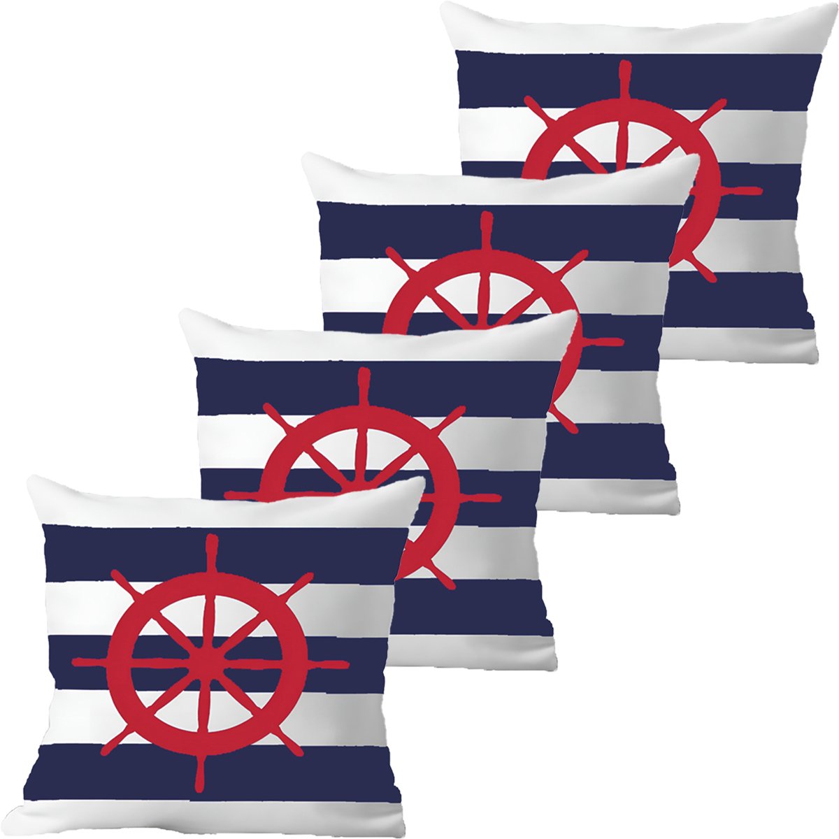 Kit 4 Capas De Almofadas Timão Vermelho Navegação Marítima