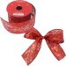 Kit 4 Fitas Aramada Gliter Vermelho Enfeite Natalino 5cm 3M