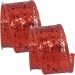 Kit 4 Fitas Aramada Gliter Vermelho Enfeite Natalino 5cm 3M