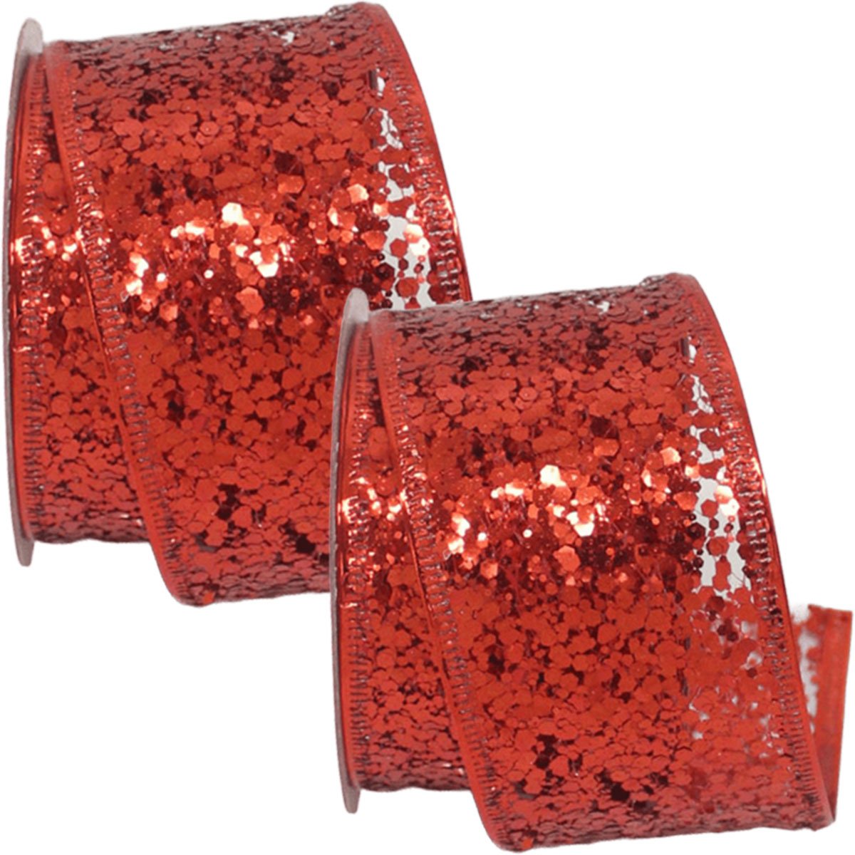 Kit 4 Fitas Aramada Gliter Vermelho Enfeite Natalino 5cm 3M
