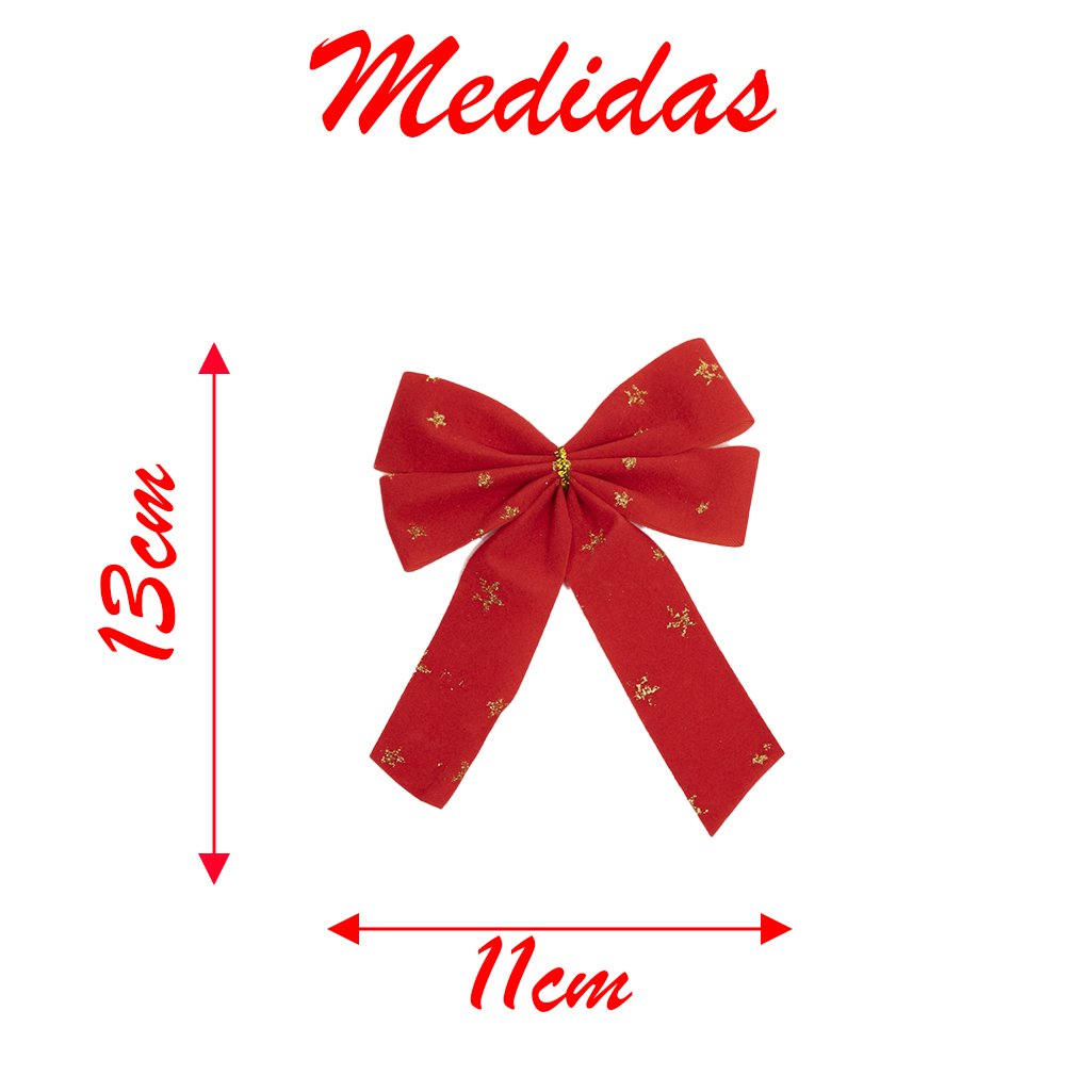 Kit 4 Lacinhos Enfeite Árvore Natal Laços Vermelhos 13cm