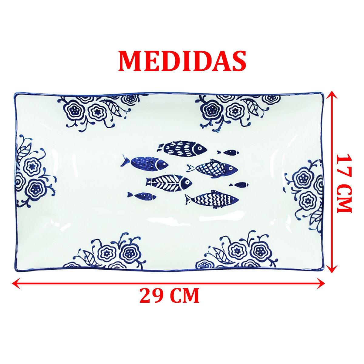 Kit 4 Petisqueiras Bowl Grande Travessa Peixe Oceano 550ml