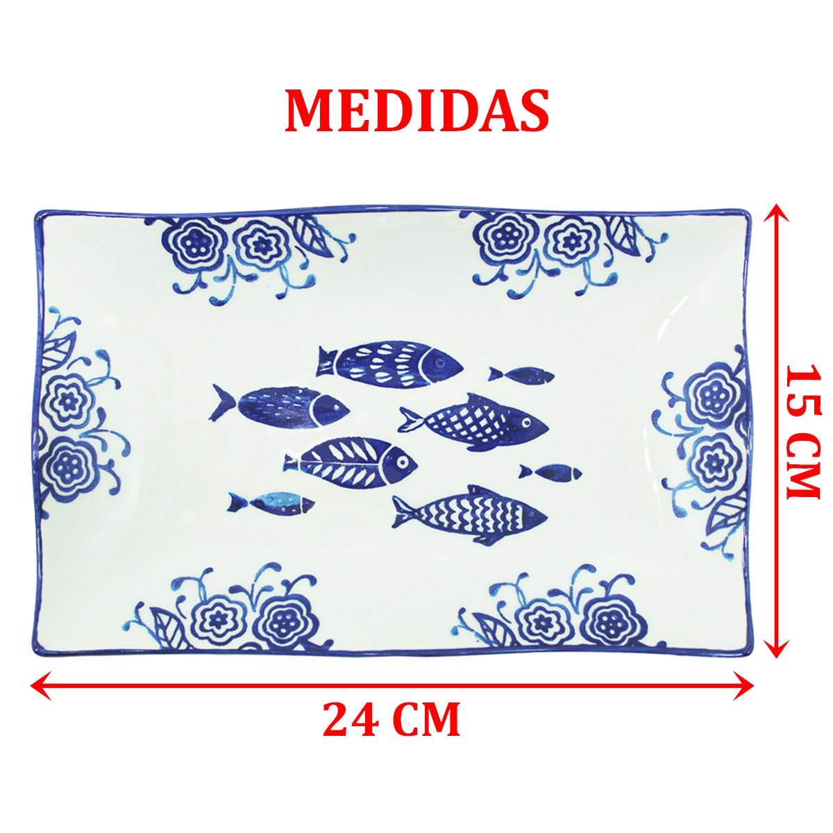 Kit 4 Petisqueiras Bowl Média Travessa Peixe Oceano 350ml
