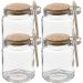 Kit 4 Pote Vidro Borossilicato Colher De Madeira Rolha 240ml