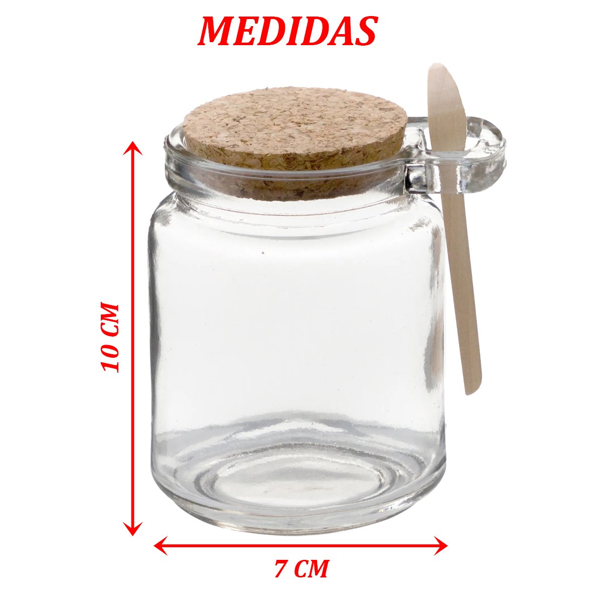 Kit 4 Pote Vidro Borossilicato Colher De Madeira Rolha 240ml