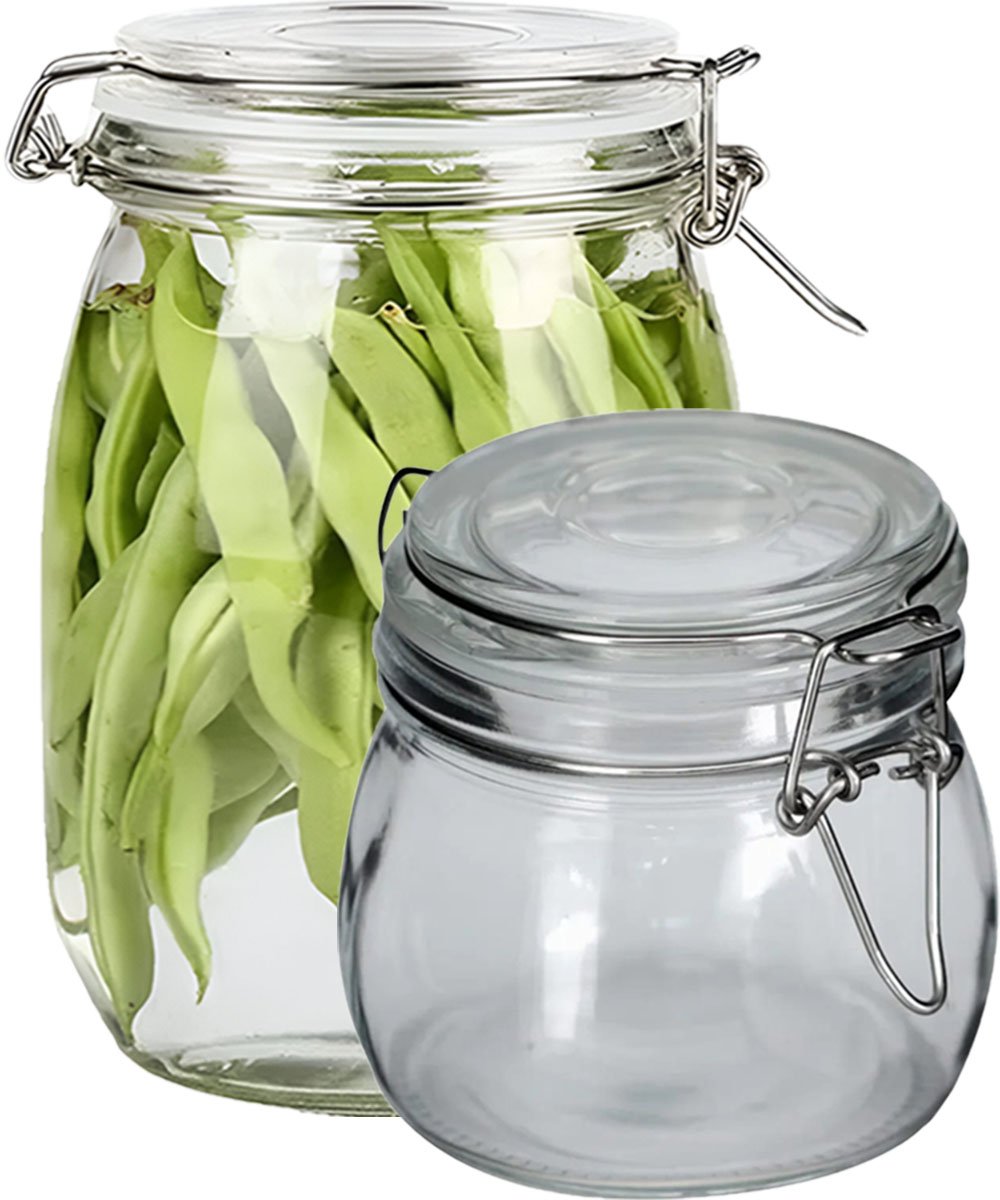 Kit 4 Potes De Vidro Hermético Mantimentos Vedação Conserva