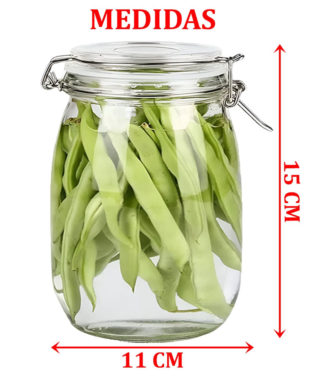 Kit 4 Potes De Vidro Hermético Mantimentos Vedação Conserva