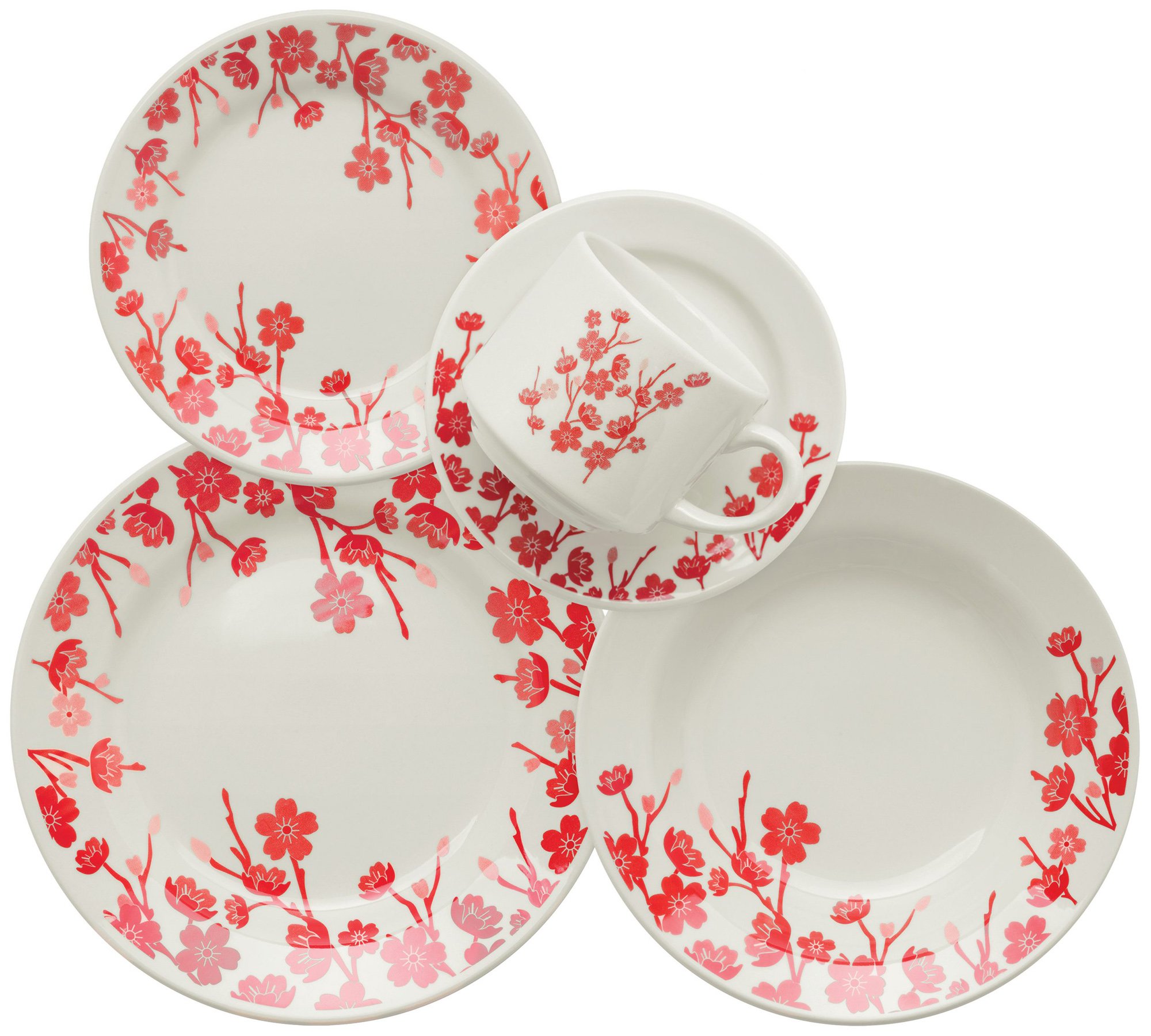 Kit 4 Pratos De Sobremesa Donna Jardim Oriental Oxford® Cerâmica 19cm