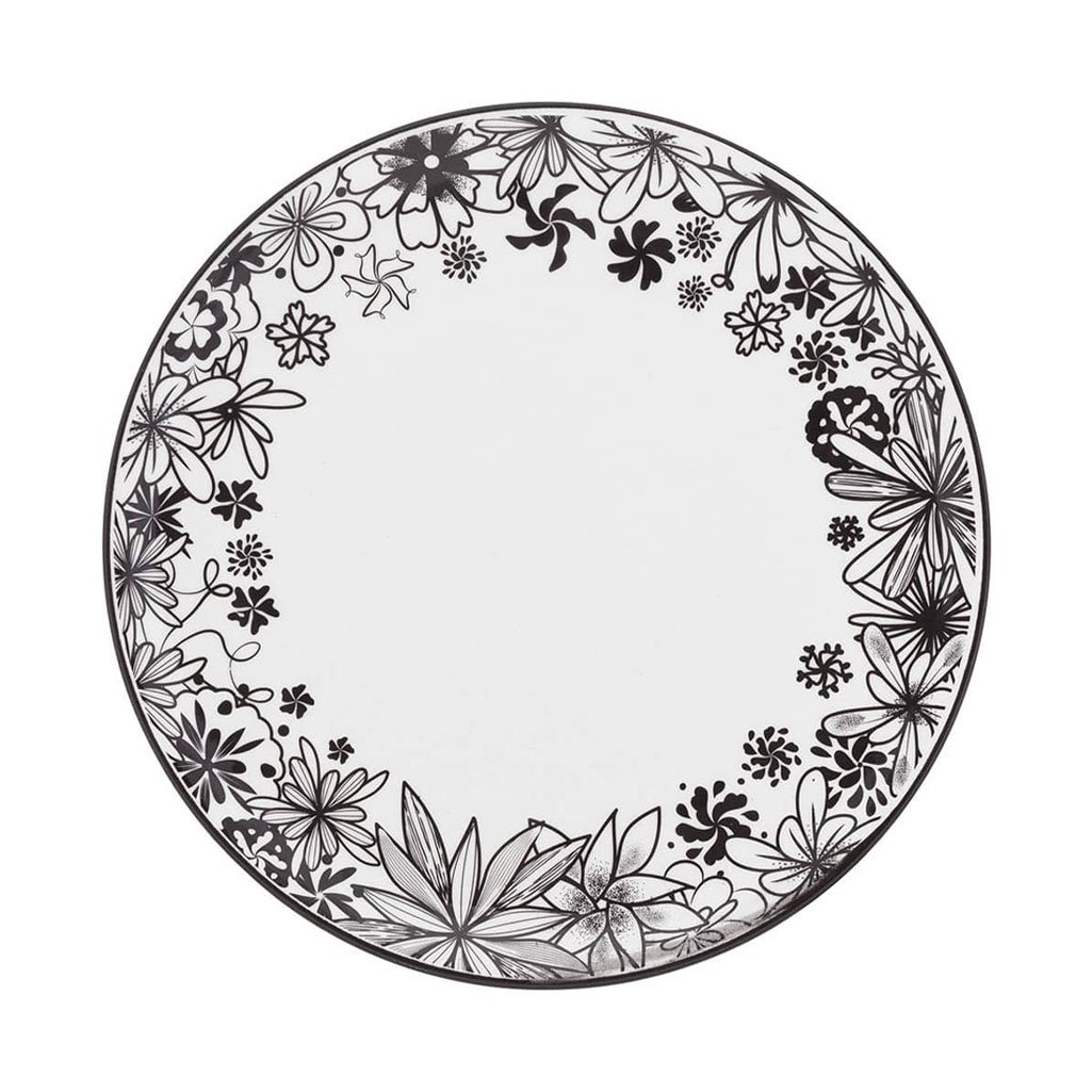 Kit 4 Pratos de Sobremesa Coup Floresta Negra Oxford® Porcelana 21cm