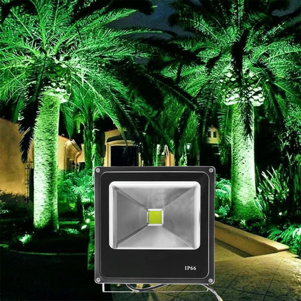 Kit 4 Refletores Led Holofote Externo Jardim Muro 20w Verde