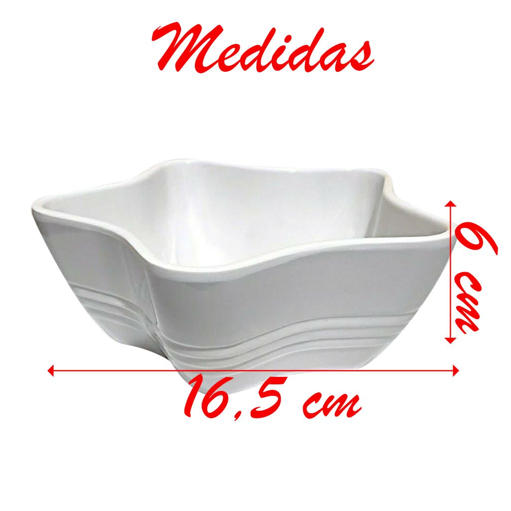 Kit 4 Tigelas Bowl Melamina Estrela Branca 600Ml