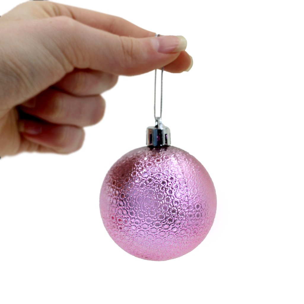 Kit 48 Bolas Enfeite Natalino Árvore Natal 60mm Rosa