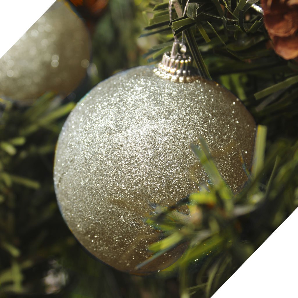 Kit 48 Bolas Enfeite Natalino Árvore Natal Glitter Dourado 70mm