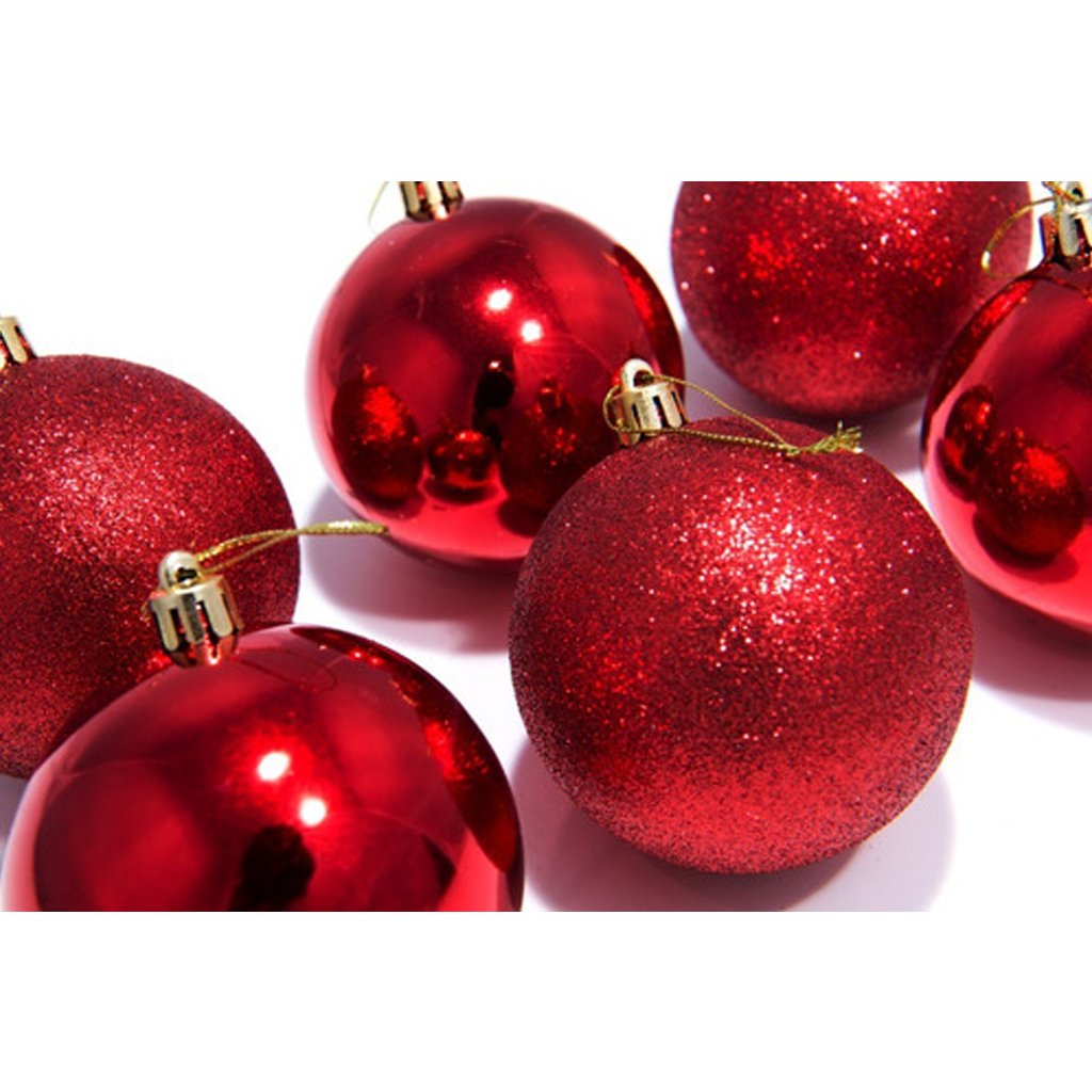 Kit 48 Bolas Vermelhas Enfeite Natalino Árvore Natal 40mm