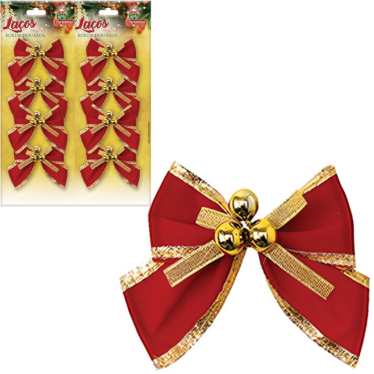 Kit 48 Laços De Bolinhas Natalino Pingentes Árvore Natal 6cm