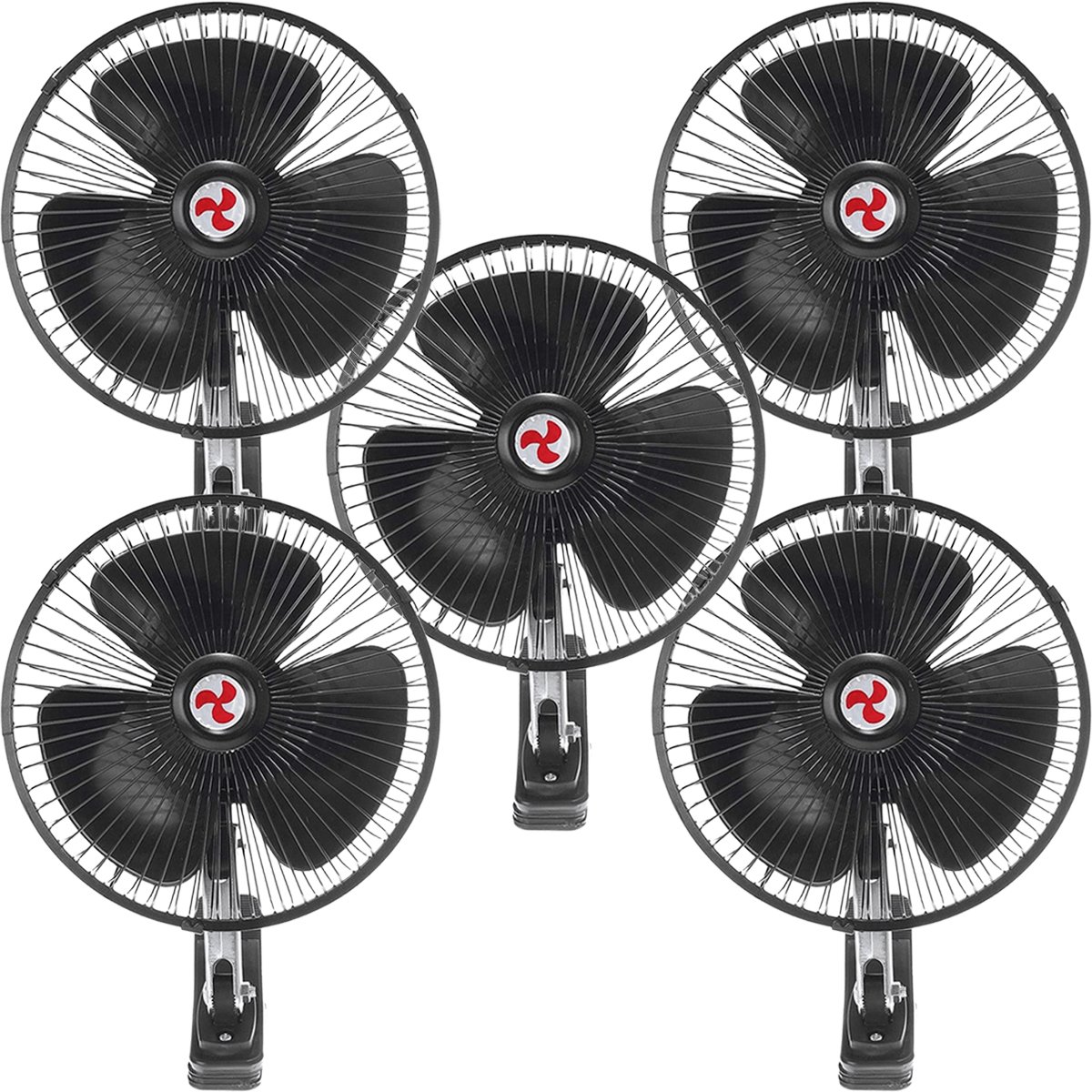 Kit 5 Mini Ventilador Veicular Carro Ônibus Caminhão De 20cm