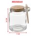 Kit 5 Pote Vidro Borossilicato Colher De Madeira Rolha 240ml