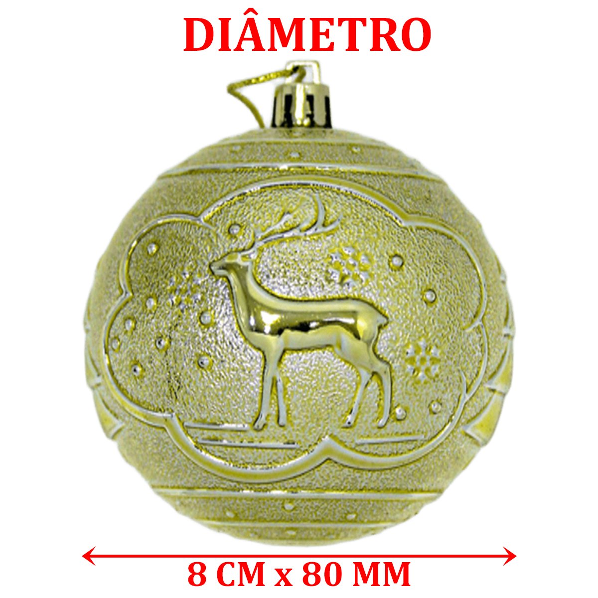 Kit 6 Bolas De Natal Enfeite Árvore De Natal Dourado De 80mm