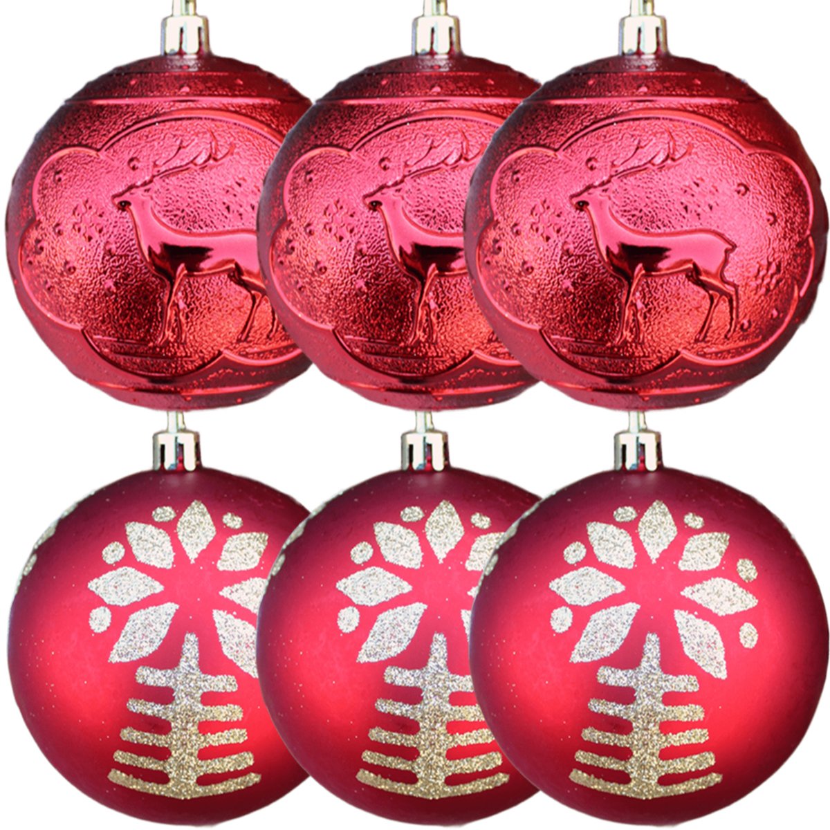 Kit 6 Bolas De Natal Enfeite Árvore De Natal Vermelha 80mm