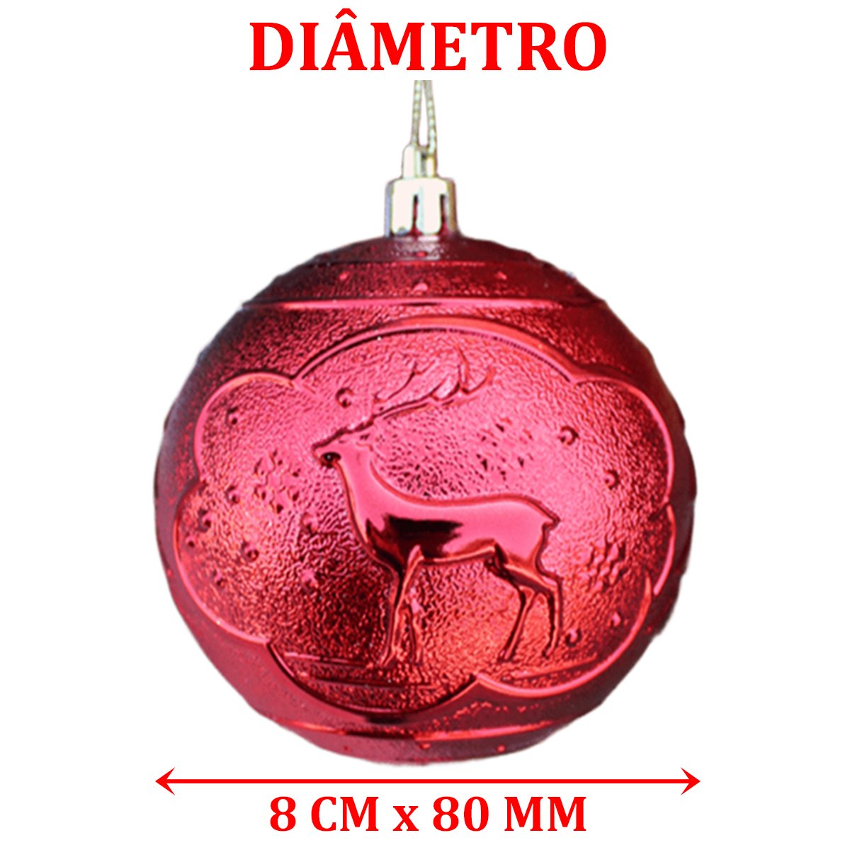 Kit 6 Bolas De Natal Enfeite Árvore De Natal Vermelha 80mm