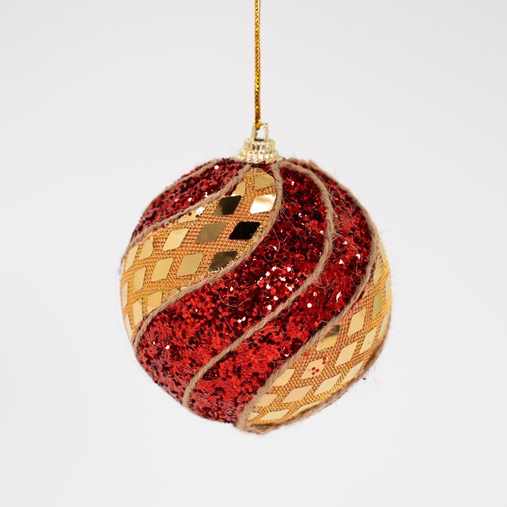 Kit 6 Enfeite Bola Natalina Árvore Natal Vermelho Artesanal