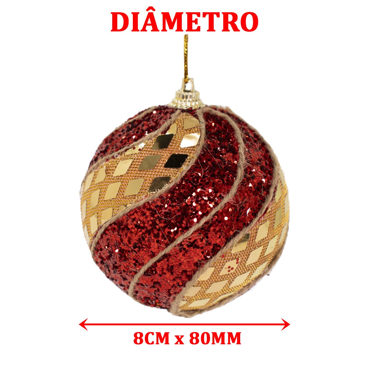 Kit 6 Enfeite Bola Natalina Árvore Natal Vermelho Artesanal